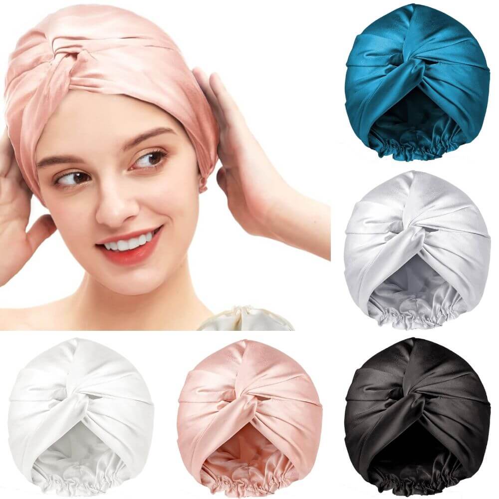 100% Mulberry Silk Bonnet for Hair and Skin Sleep Cap Natural Silk 22 Momme with Elastic Band