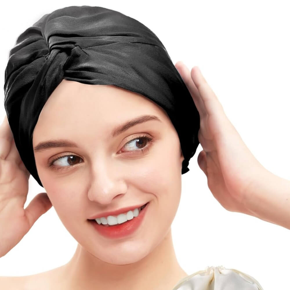 100% Mulberry Silk Bonnet for Hair and Skin Sleep Cap Natural Silk 22 Momme with Elastic Band