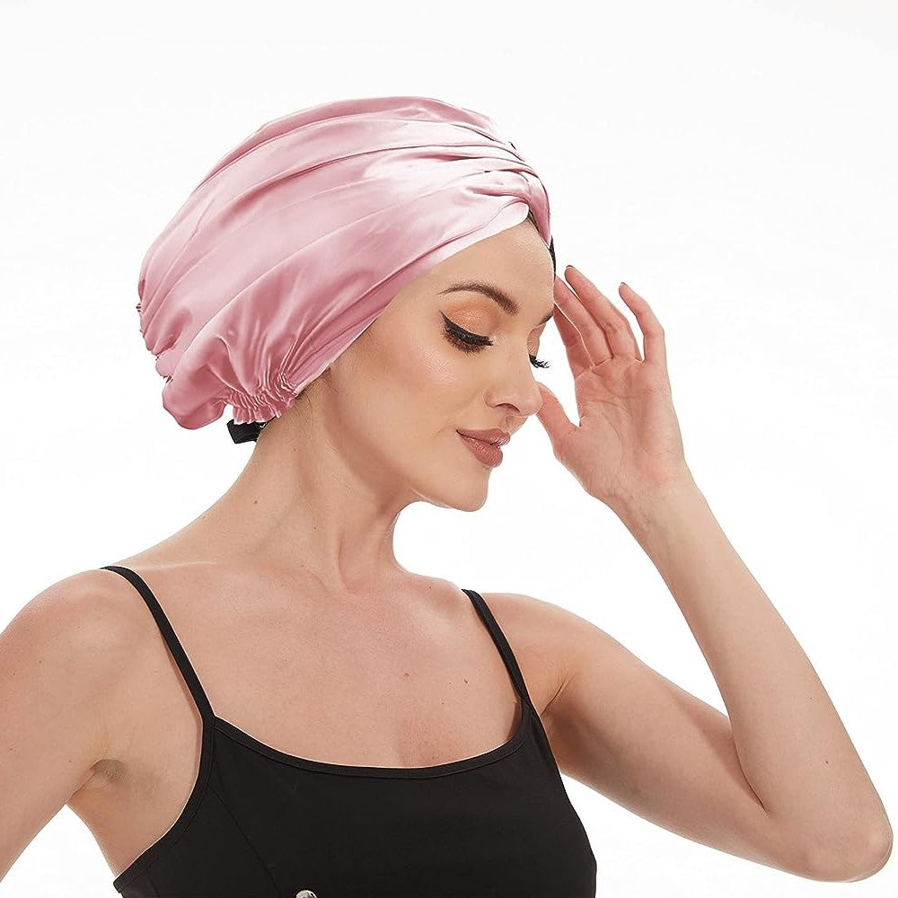 100% Mulberry Silk Bonnet for Hair and Skin Sleep Cap Natural Silk 22 Momme with Elastic Band